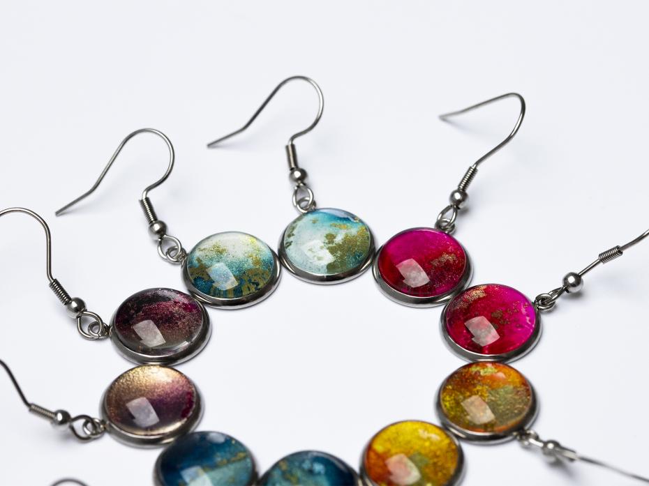 Various coloured hypoallergenic drop earrings from The Glass Collection